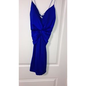Royal blue mini sexy dress strapless from the back
